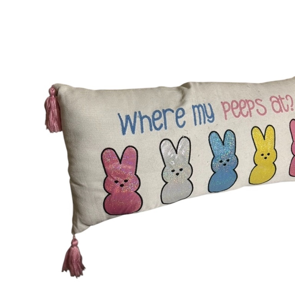 Easter Spring Holiday Colorful Peeps Decorative Pillow